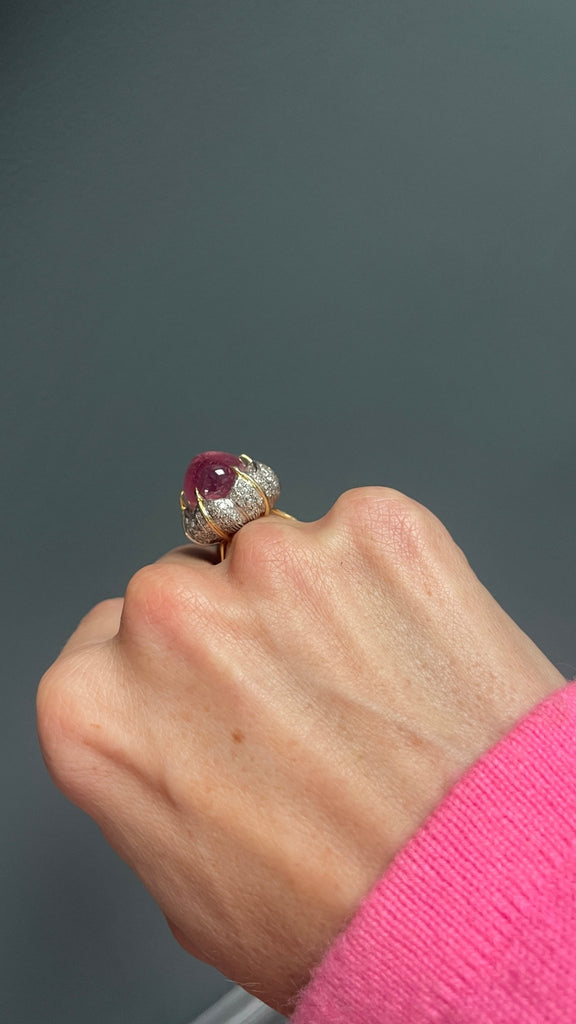 A Tourmaline and Diamond Cocktail Ring - Ancient & W