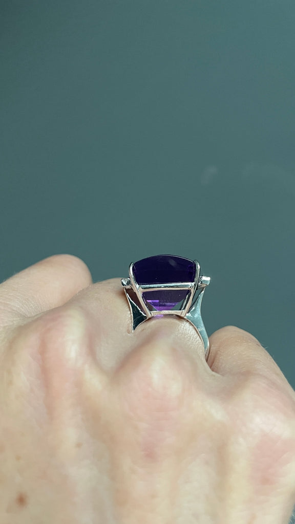 Amethyst and Diamond Cocktail Ring - Ancient & W