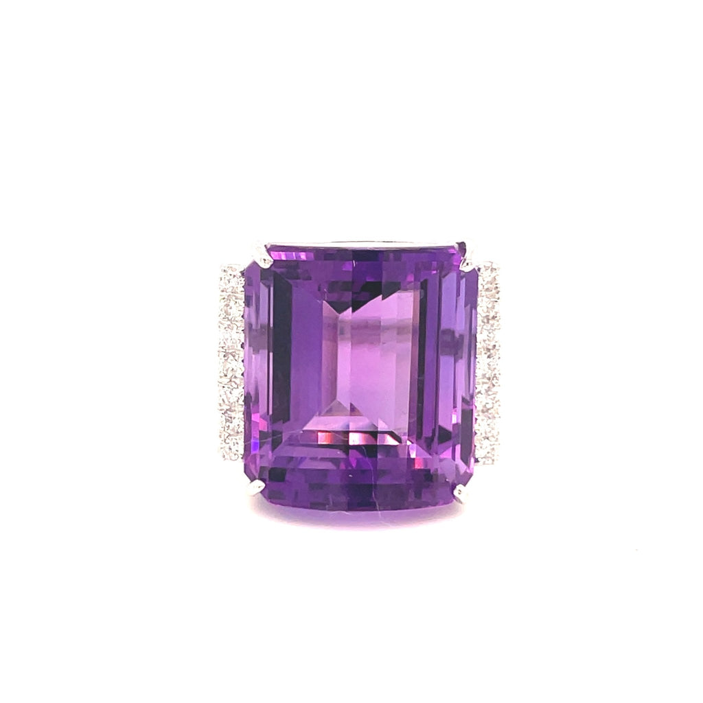 Amethyst and Diamond Cocktail Ring - Ancient & W