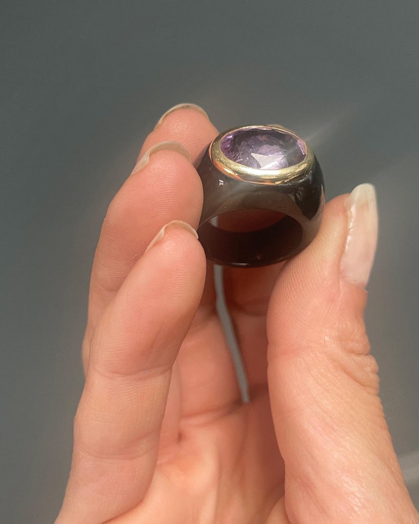 Amethyst and Onyx Ring - Ancient & W