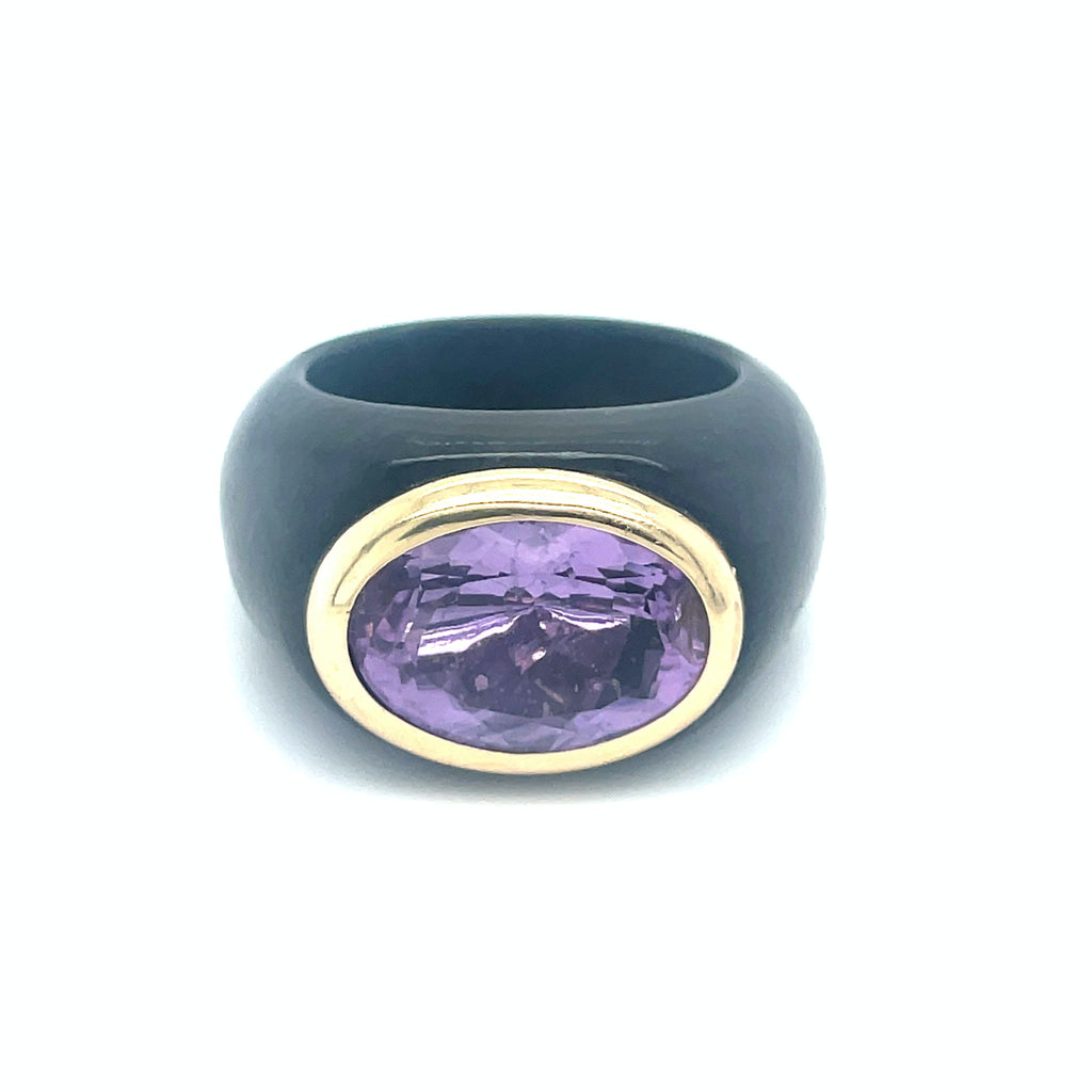 Amethyst and Onyx Ring - Ancient & W