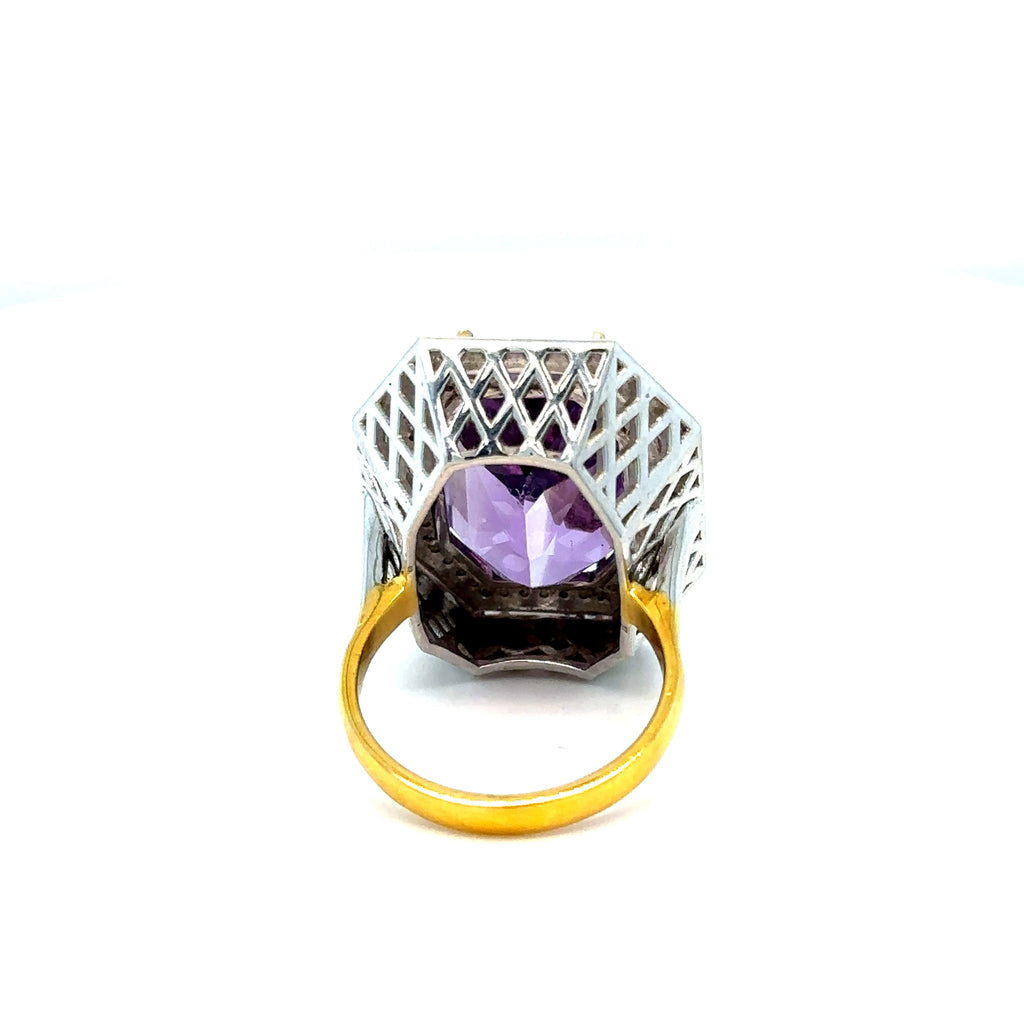 Amethyst, Diamond and Enamel Ring - Ancient & W