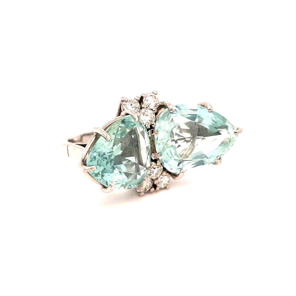 Aquamarine and Diamond Ring - Ancient & W