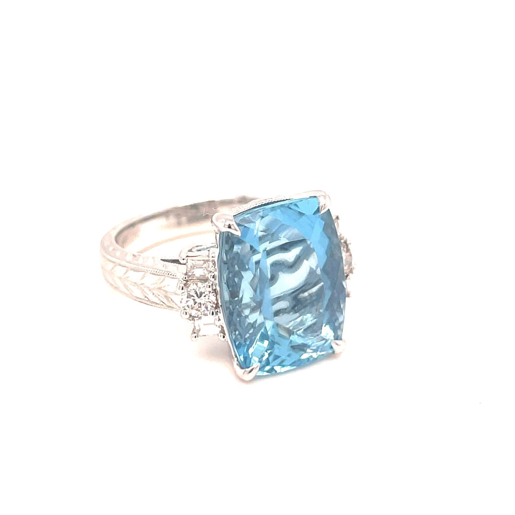 Aquamarine and Diamond Ring - Ancient & W