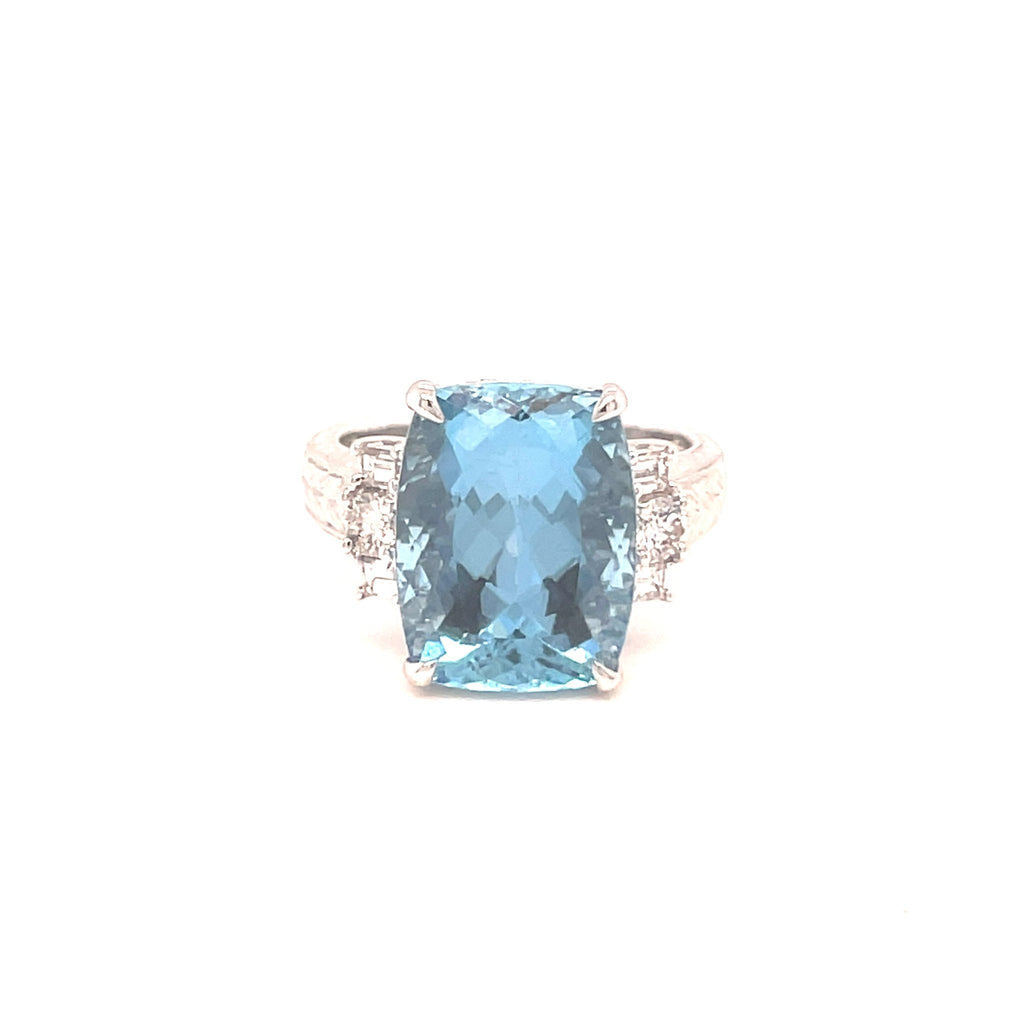 Aquamarine and Diamond Ring - Ancient & W