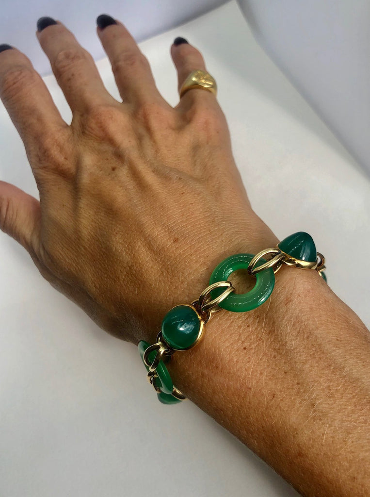 Chrysoprase and Gold Bracelet - Ancient & W