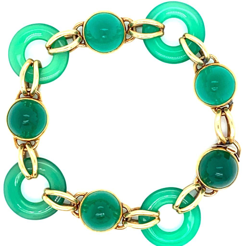 Chrysoprase and Gold Bracelet - Ancient & W