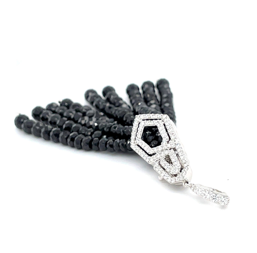 Diamond and Black Spinel Tassel Pendant - Ancient & W