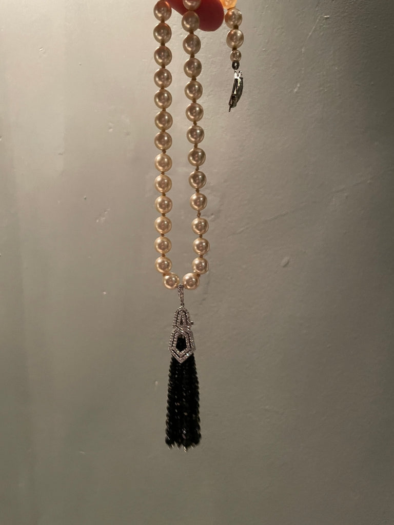 Diamond and Black Spinel Tassel Pendant - Ancient & W